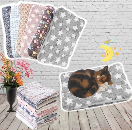 Cat Blanket - Let Your Cats Feel Calm, Safe and Secure - Gray with Stars